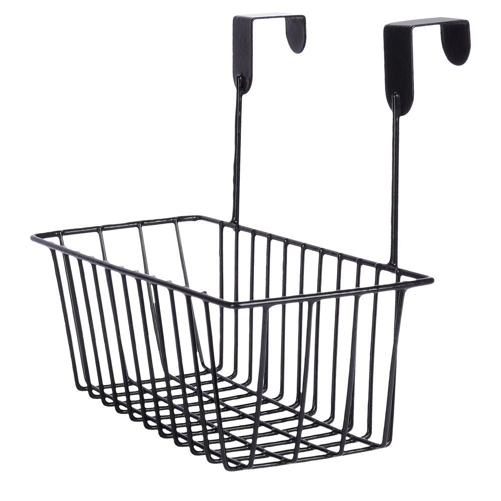 Storage basket for cabinet doors and shower cubicles