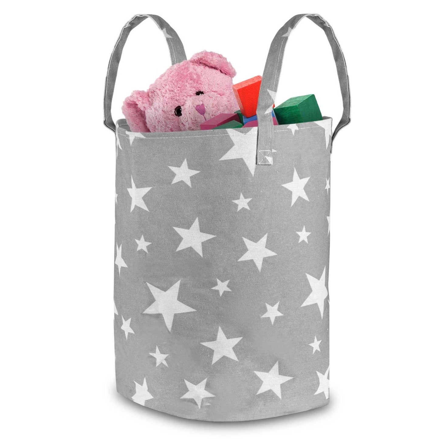 Storage basket for toys Nukido - gray with stars