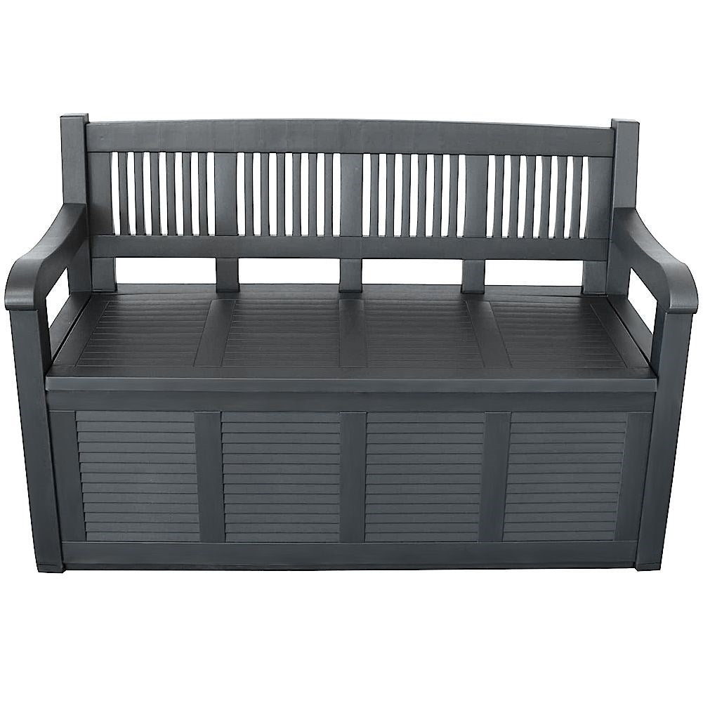 Storage bench for the garden in weather-resistant material