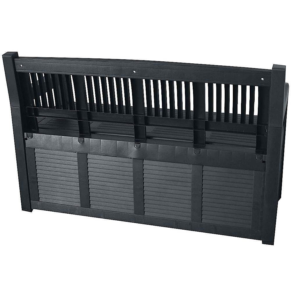 Storage bench for the garden in weather-resistant material