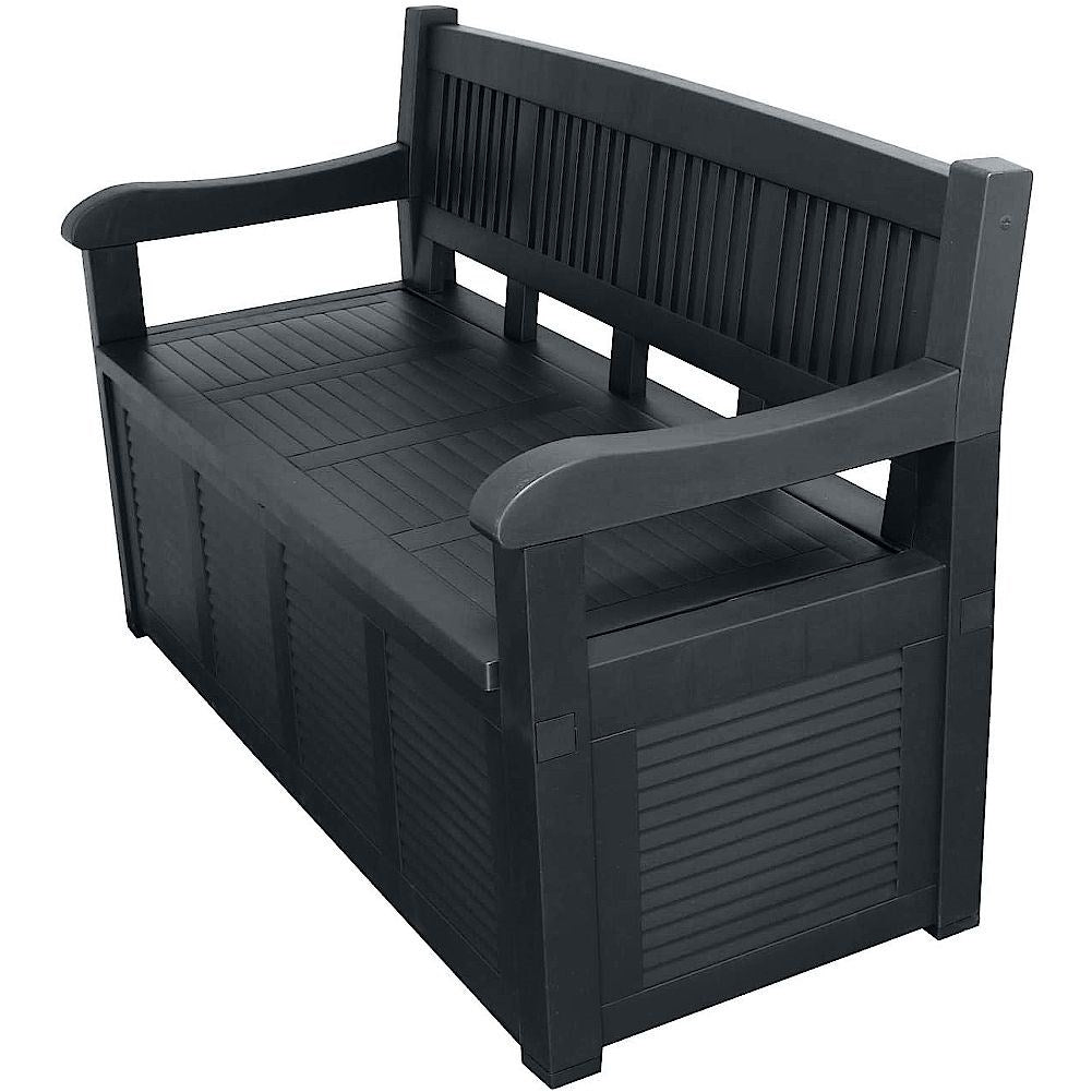 Storage bench for the garden in weather-resistant material