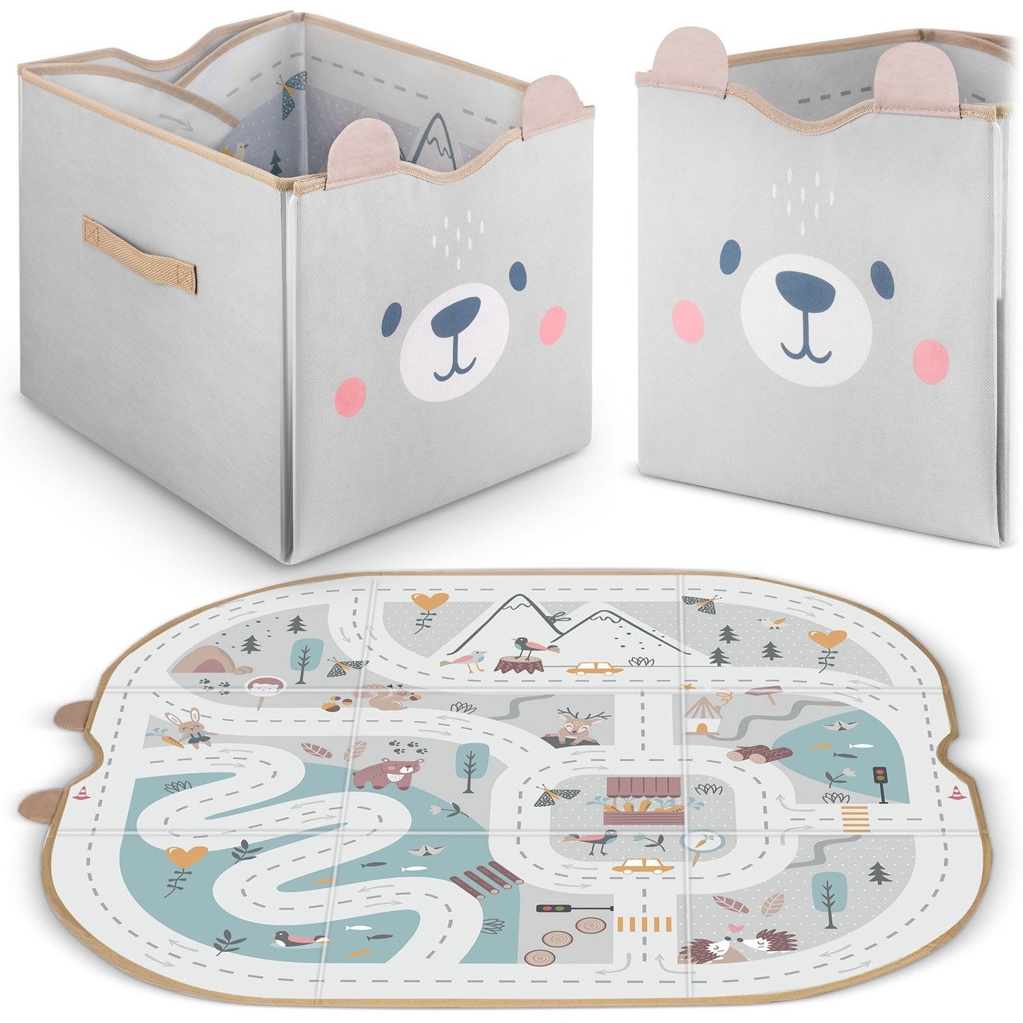 Storage box and play mat NK-408 Nukido - gray