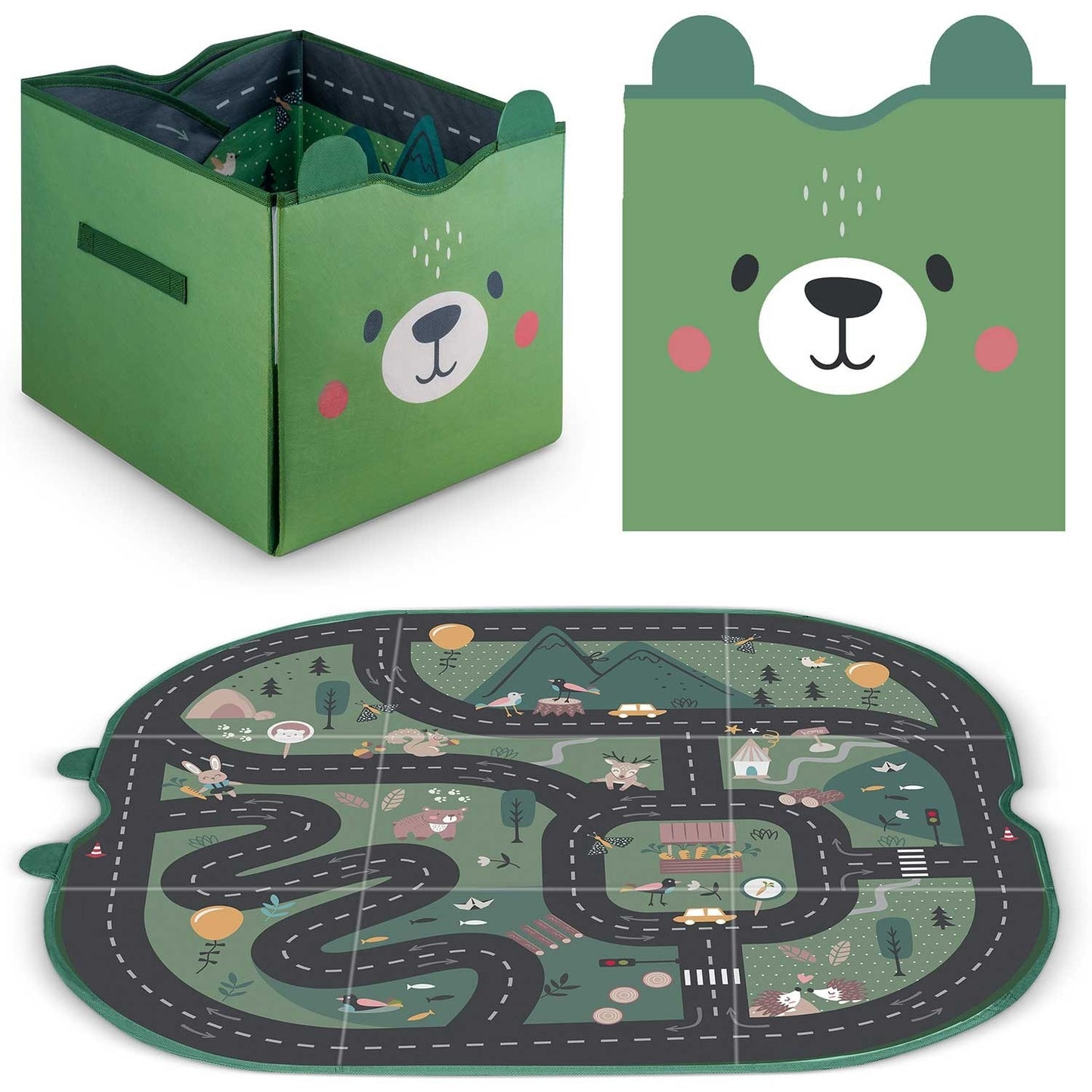 Storage box and play mat NK-408 Nukido - green