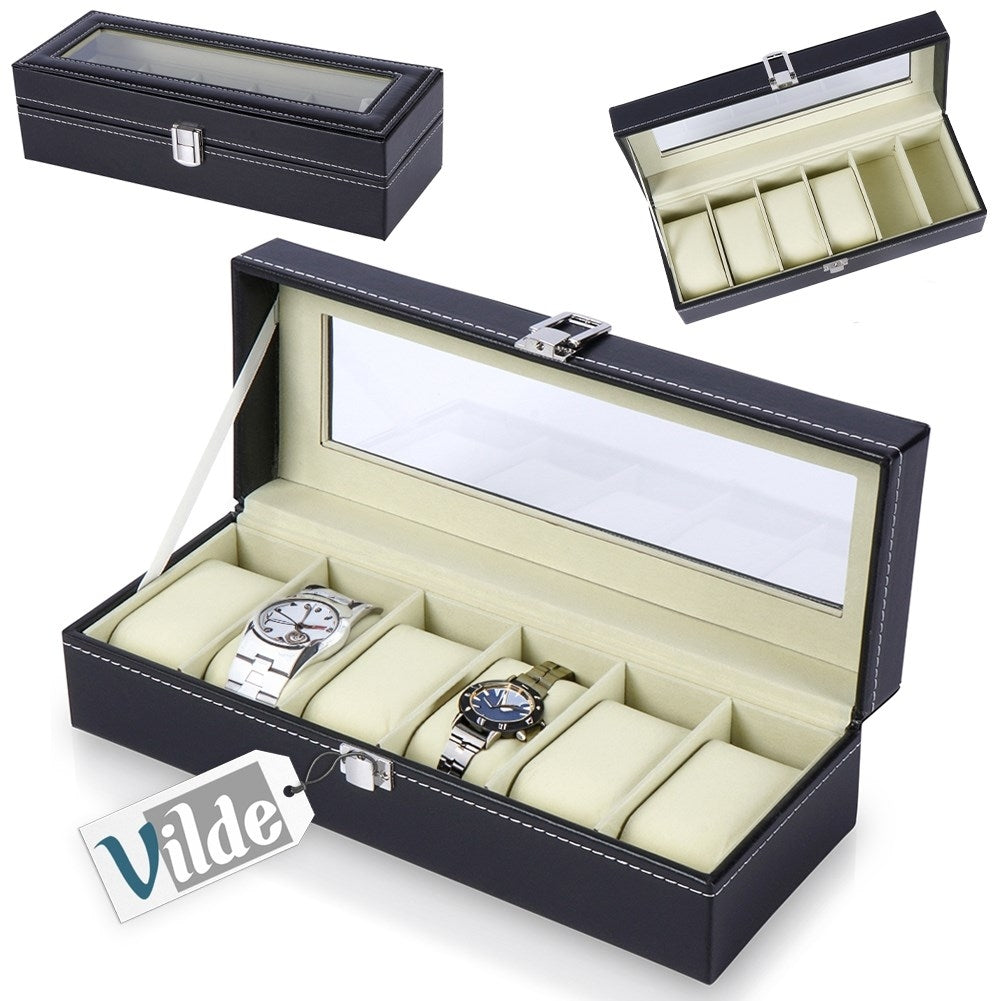 Storage box for 6 Watches in Organic Leather