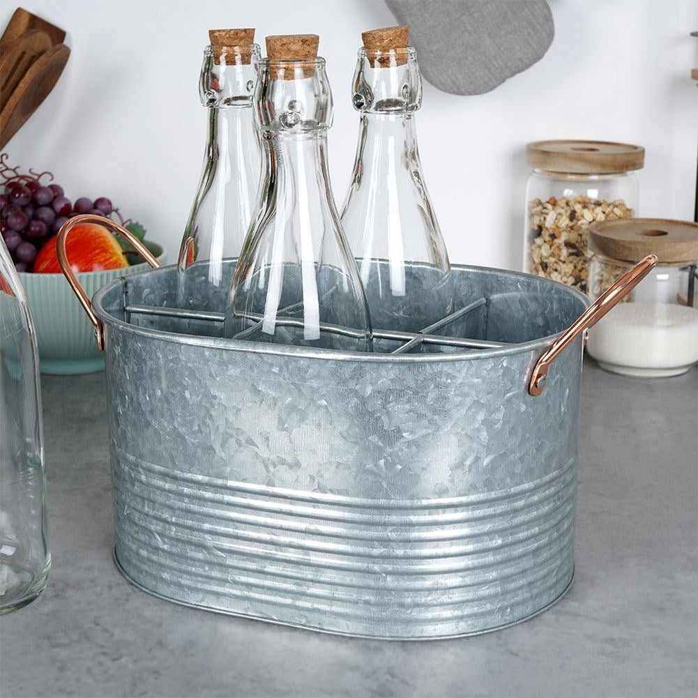 Storage box for 6 bottles with copper handle