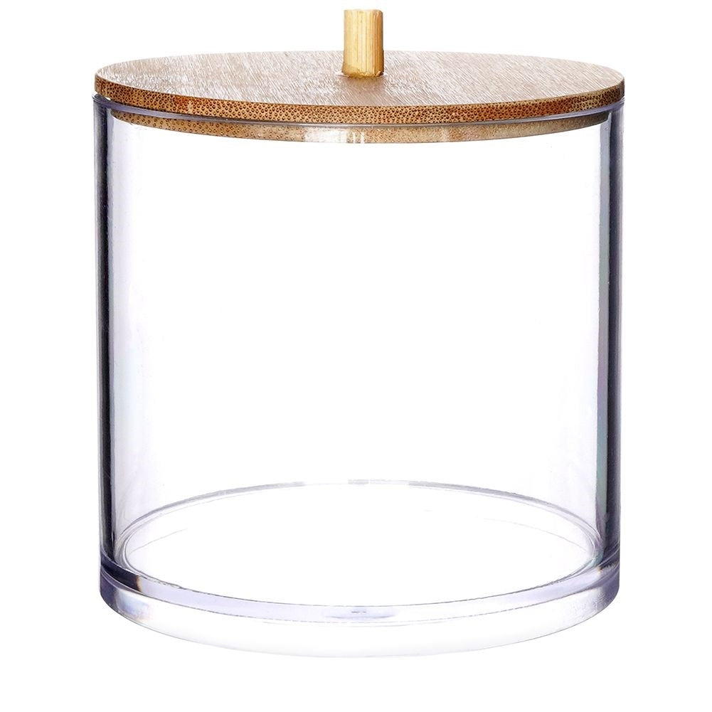 Storage box for makeup and cotton pads with bamboo lid