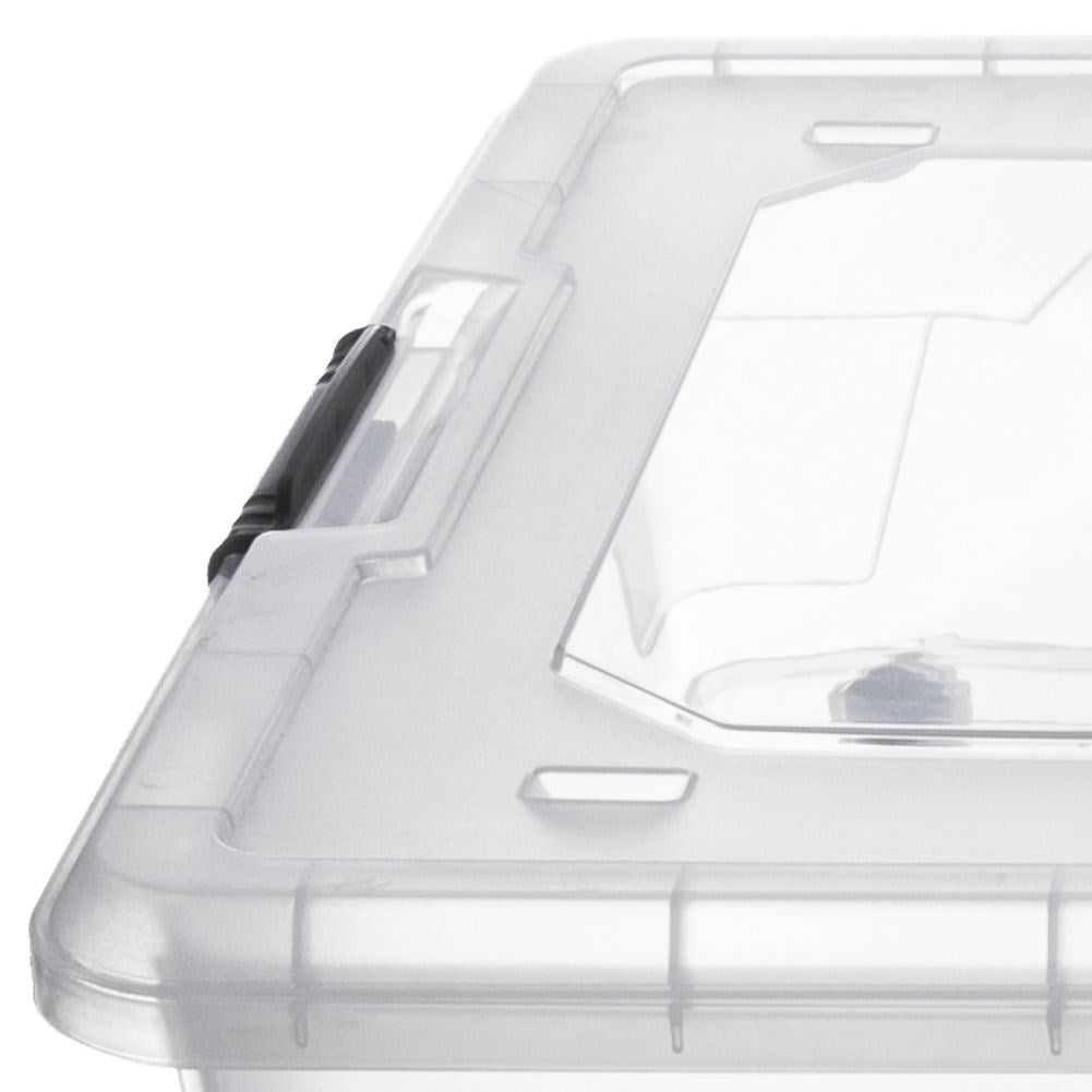 Storage box on wheels with large capacity and durability