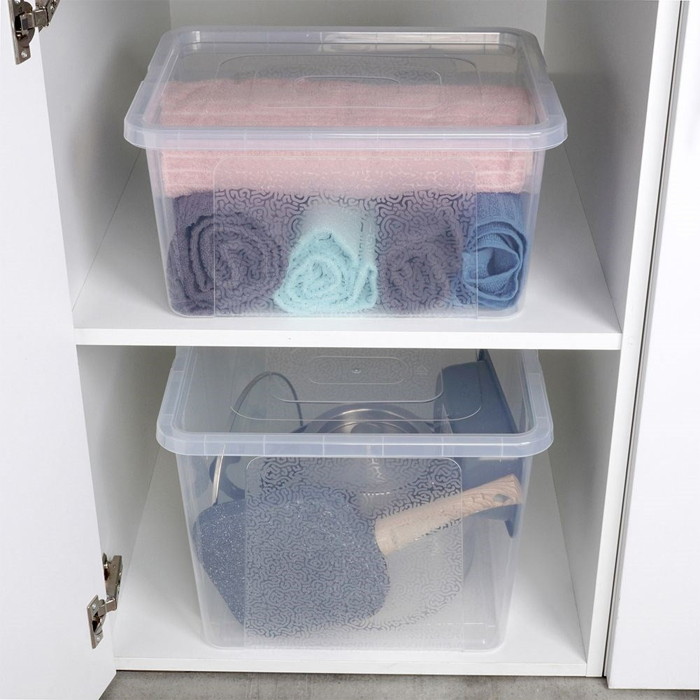 Storage box with lid, durable and transparent plastic