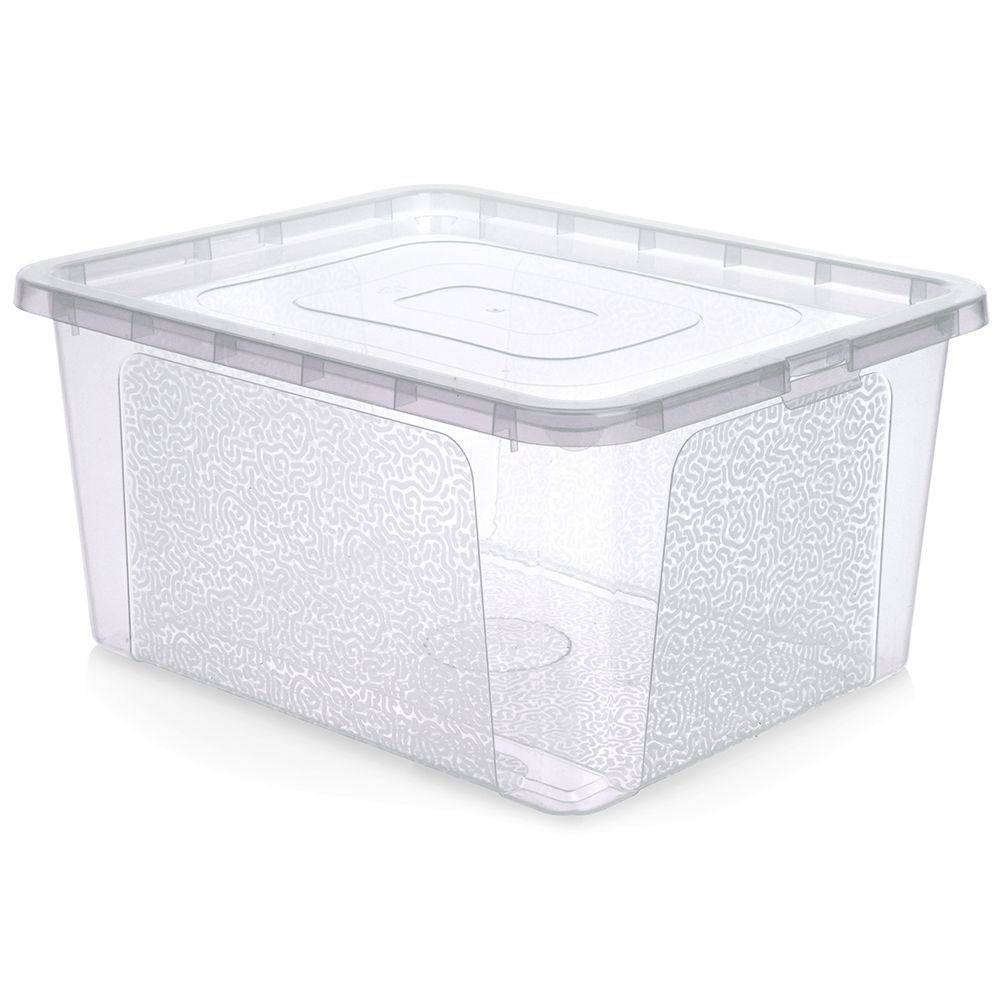Storage box with lid, durable and transparent plastic