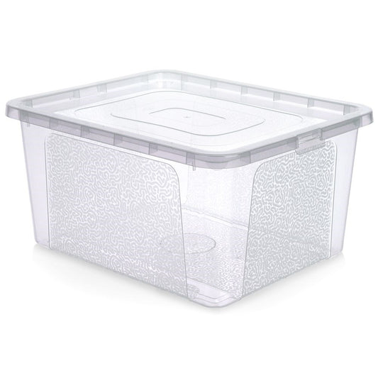 Storage box with lid, durable and transparent plastic