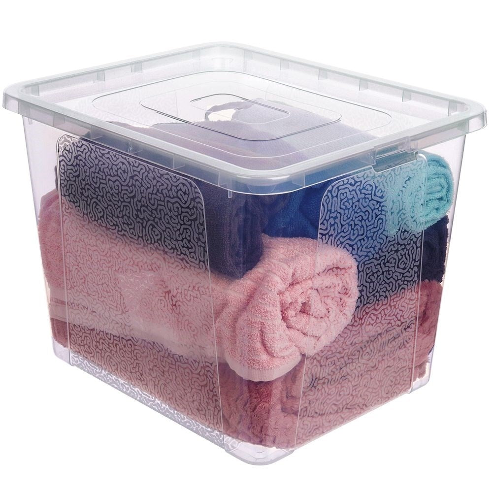 Storage box with lid - durable and transparent plastic