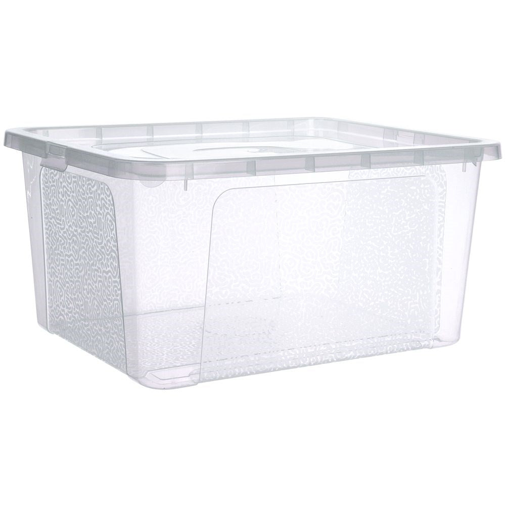 Storage box with lid, durable and transparent plastic
