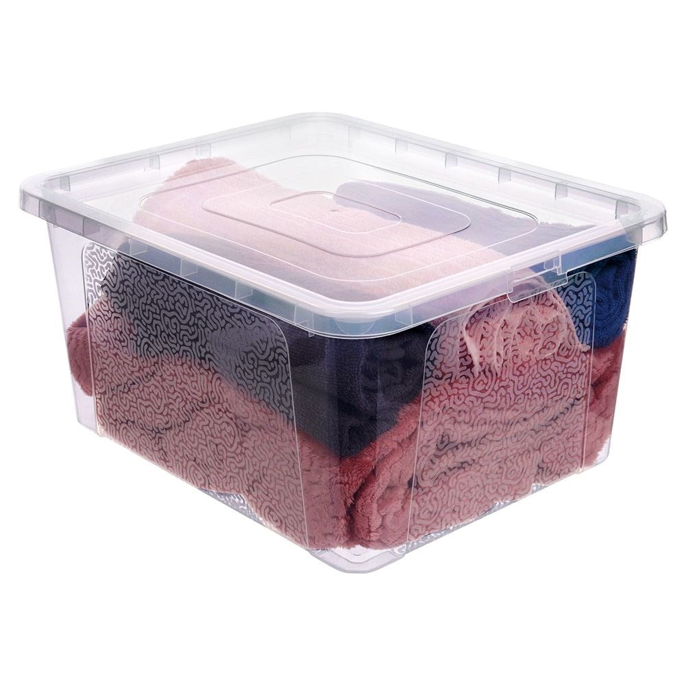 Storage box with lid, durable and transparent plastic
