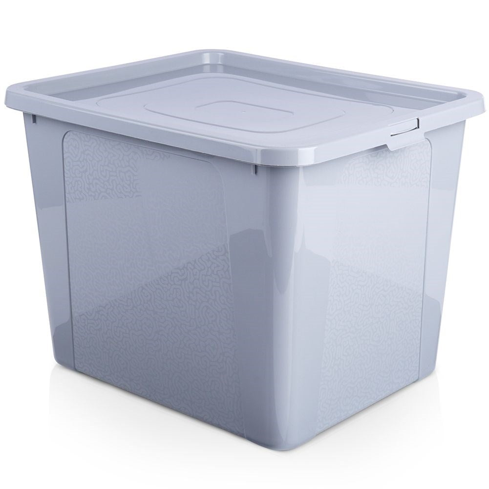 Storage box with lid, durable material, gray color