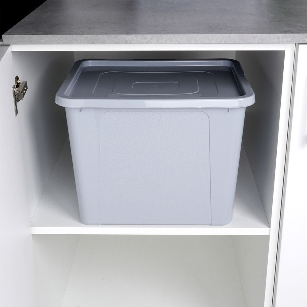 Storage box with lid, durable material, gray color