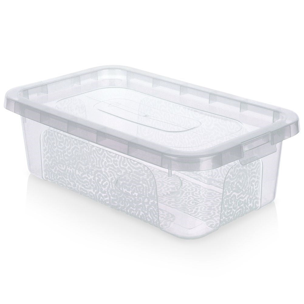 Storage box with lid, durable transparent plastic