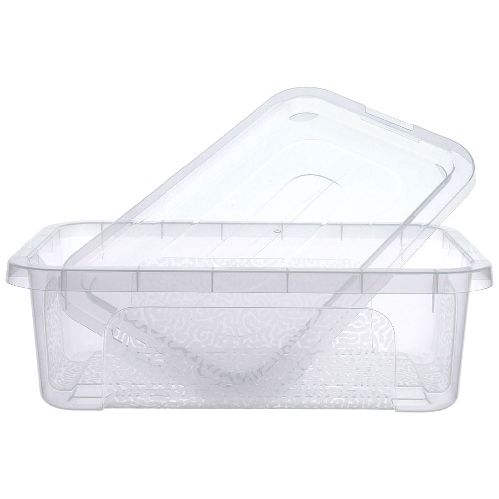 Storage box with lid, durable transparent plastic