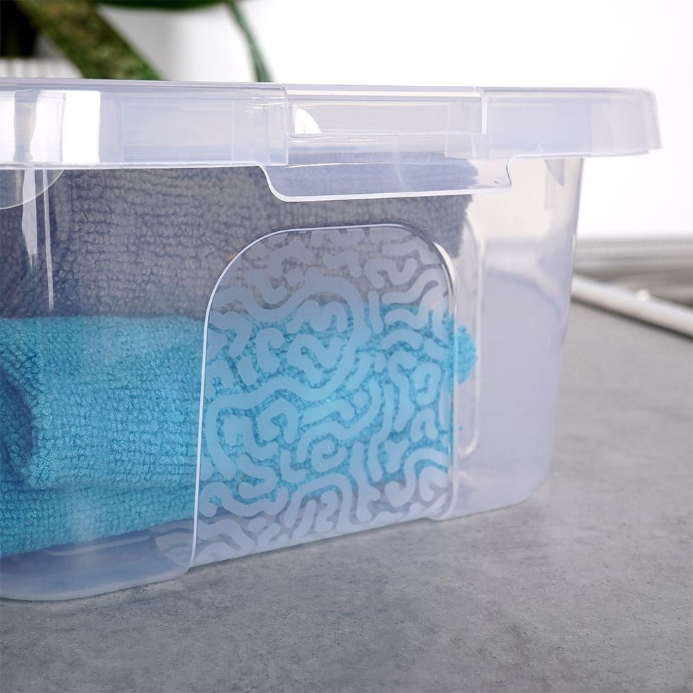 Storage box with lid, durable transparent plastic