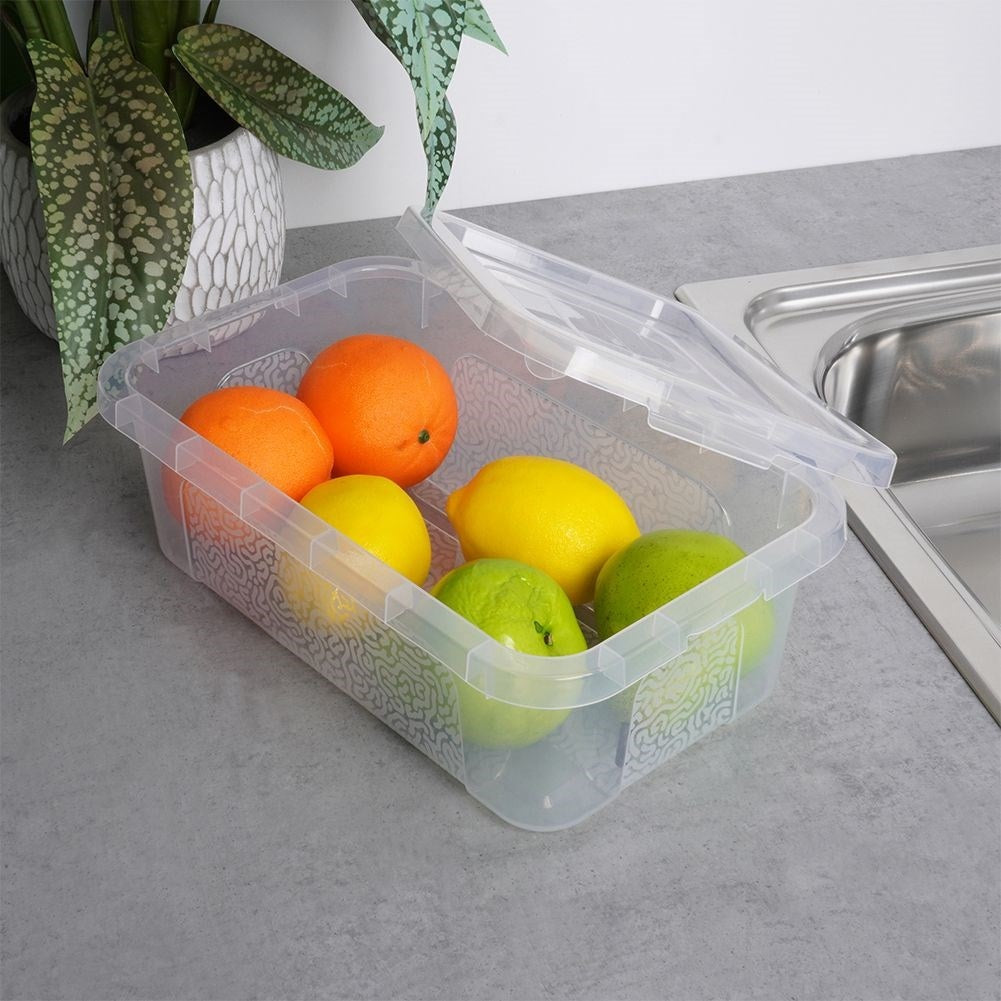 Storage box with lid, durable transparent plastic