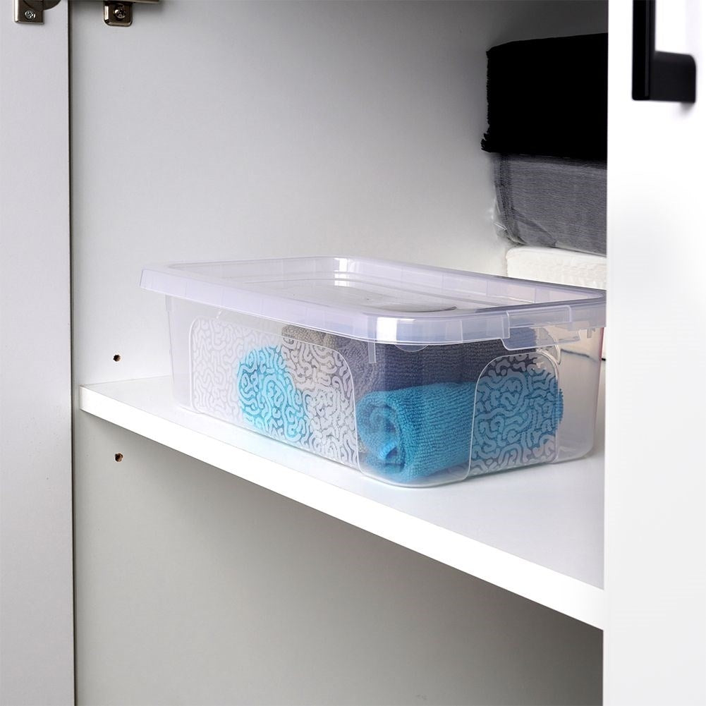 Storage box with lid, durable transparent plastic