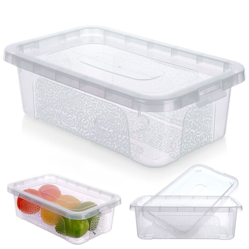 Storage box with lid, durable transparent plastic