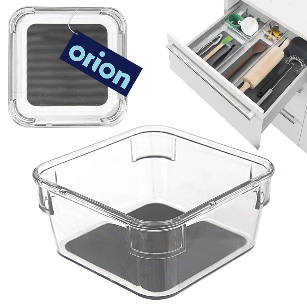 Storage box with non-slip feet and rubber mat