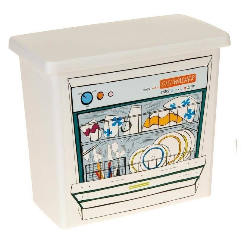 Storage container for dishwasher tablets and detergent