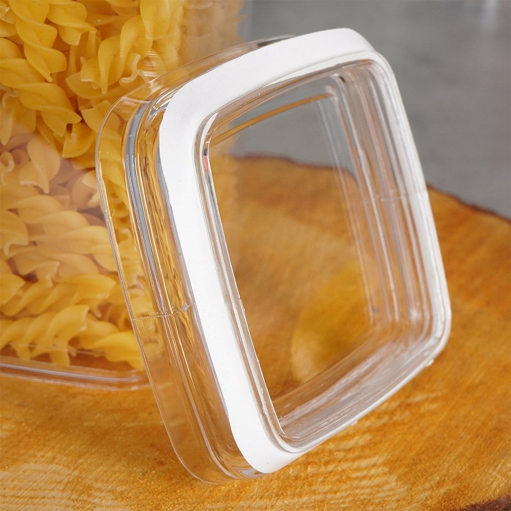 Storage container for dry goods, durable and transparent material