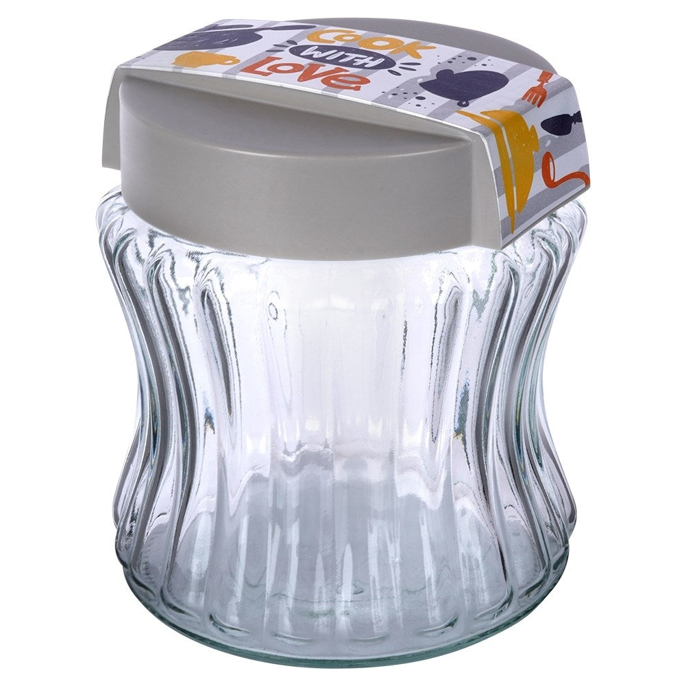 Storage containers for dry food in glass and plastic