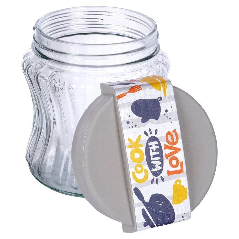 Storage containers for dry food in glass and plastic