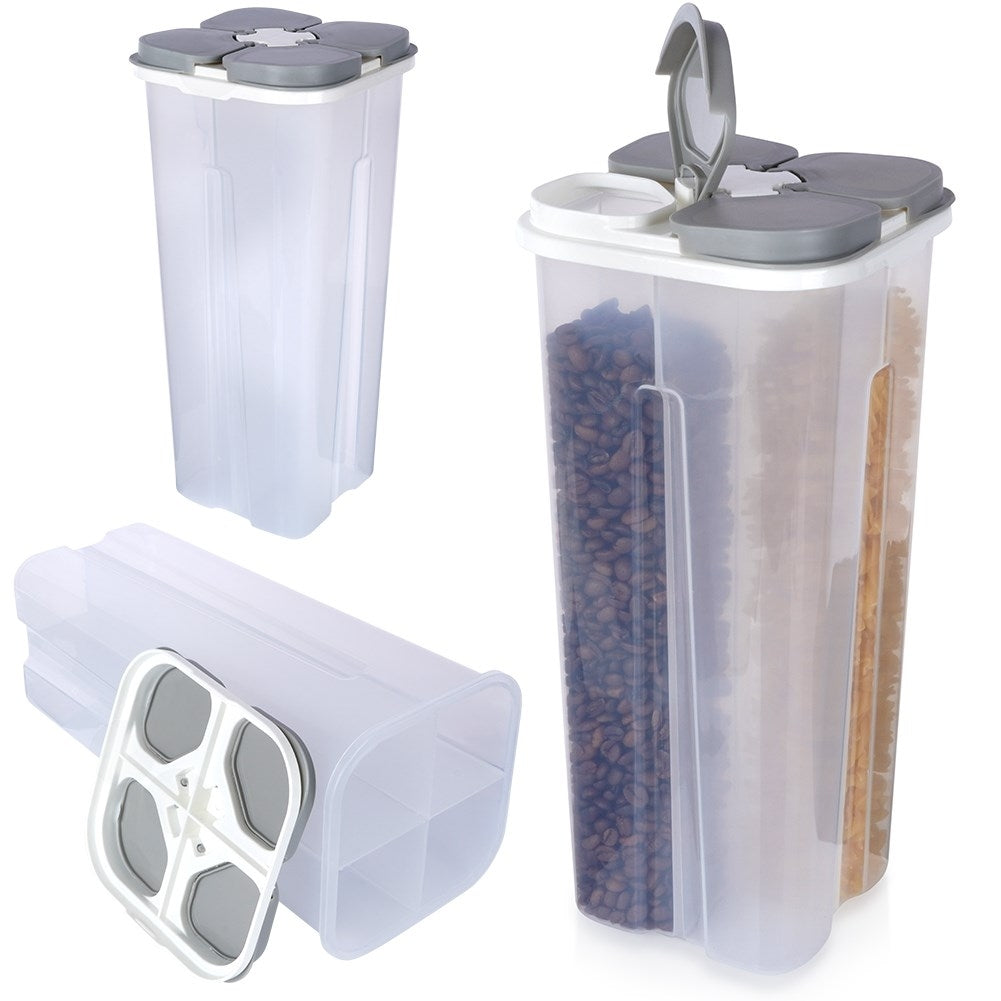 Storage container with 4 compartments for dry food