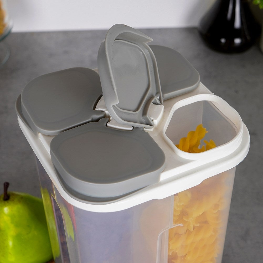 Storage container with 4 compartments for dry food