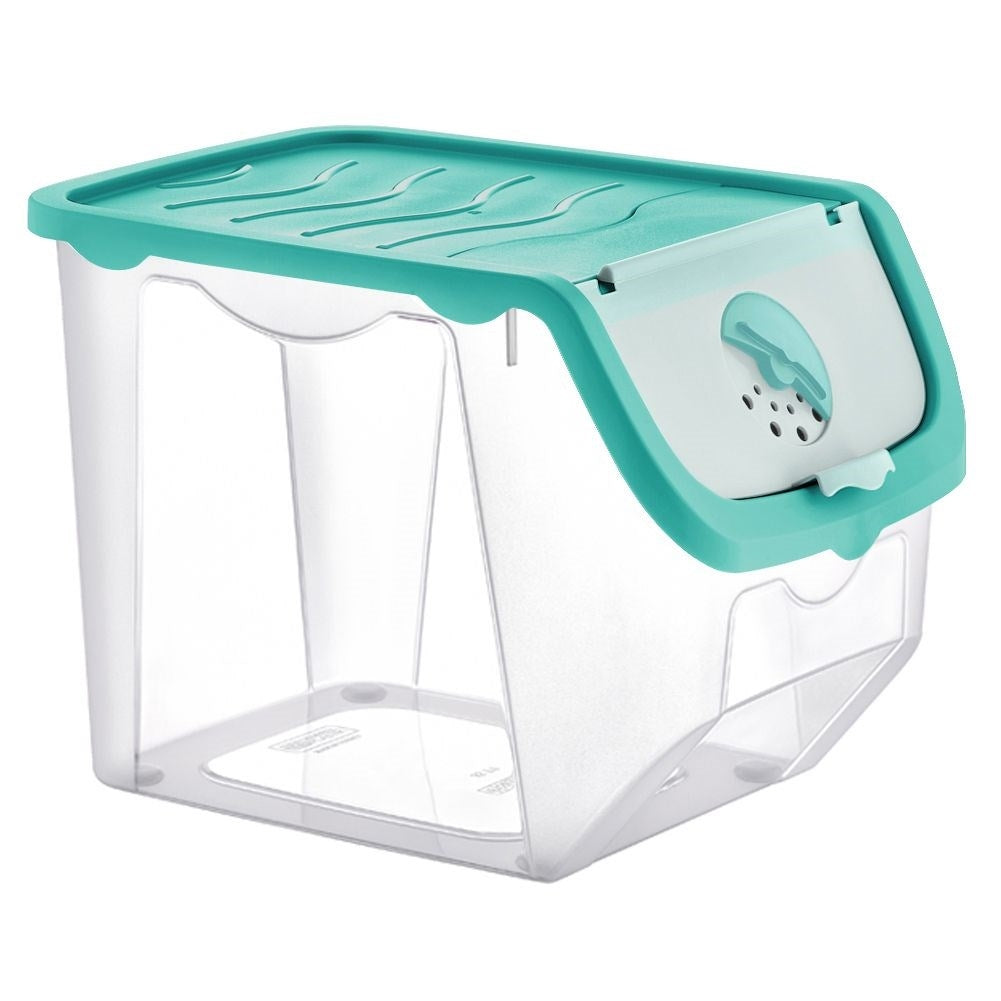 Storage container with clamp, adjustable ventilation, freeze-proof