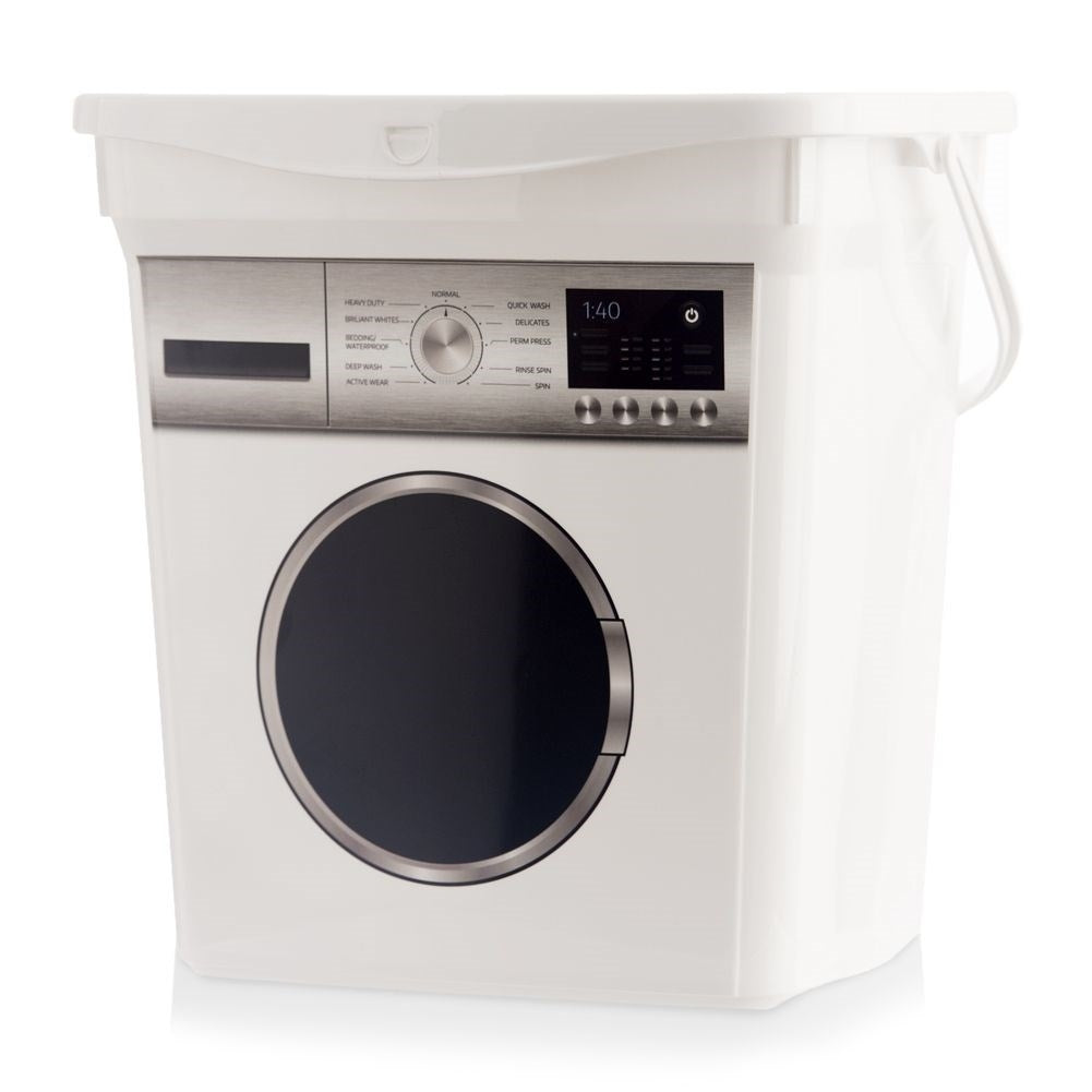 Storage container with lid and washing machine design