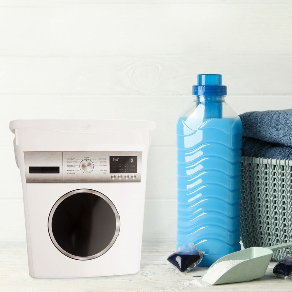 Storage container with lid and washing machine design