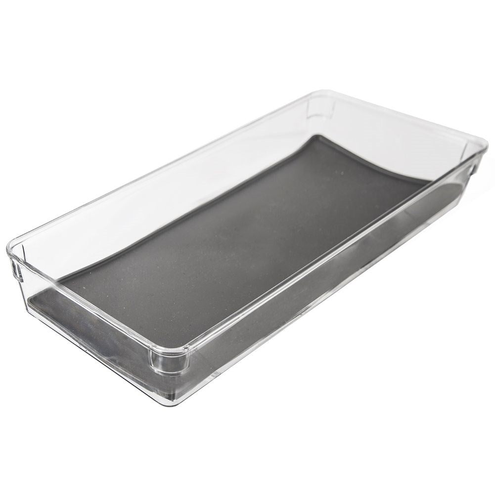 Storage container with non-slip feet and rubber mat
