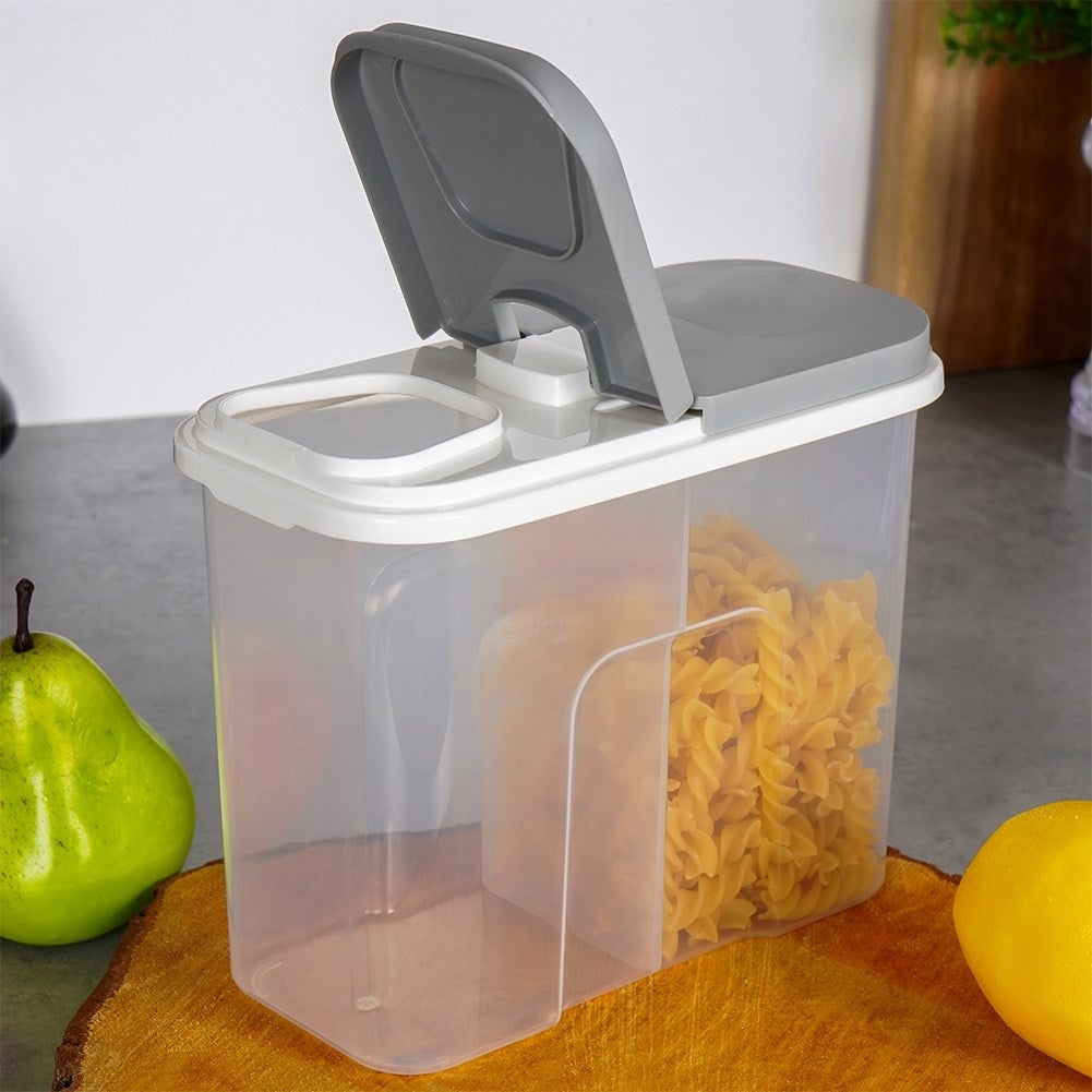 Storage container with two compartments and individual lids
