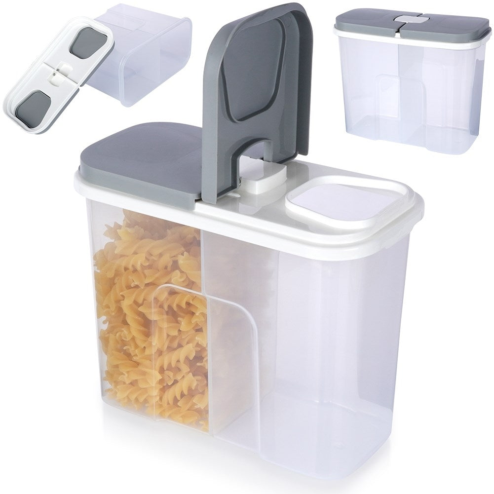 Storage container with two compartments and individual lids