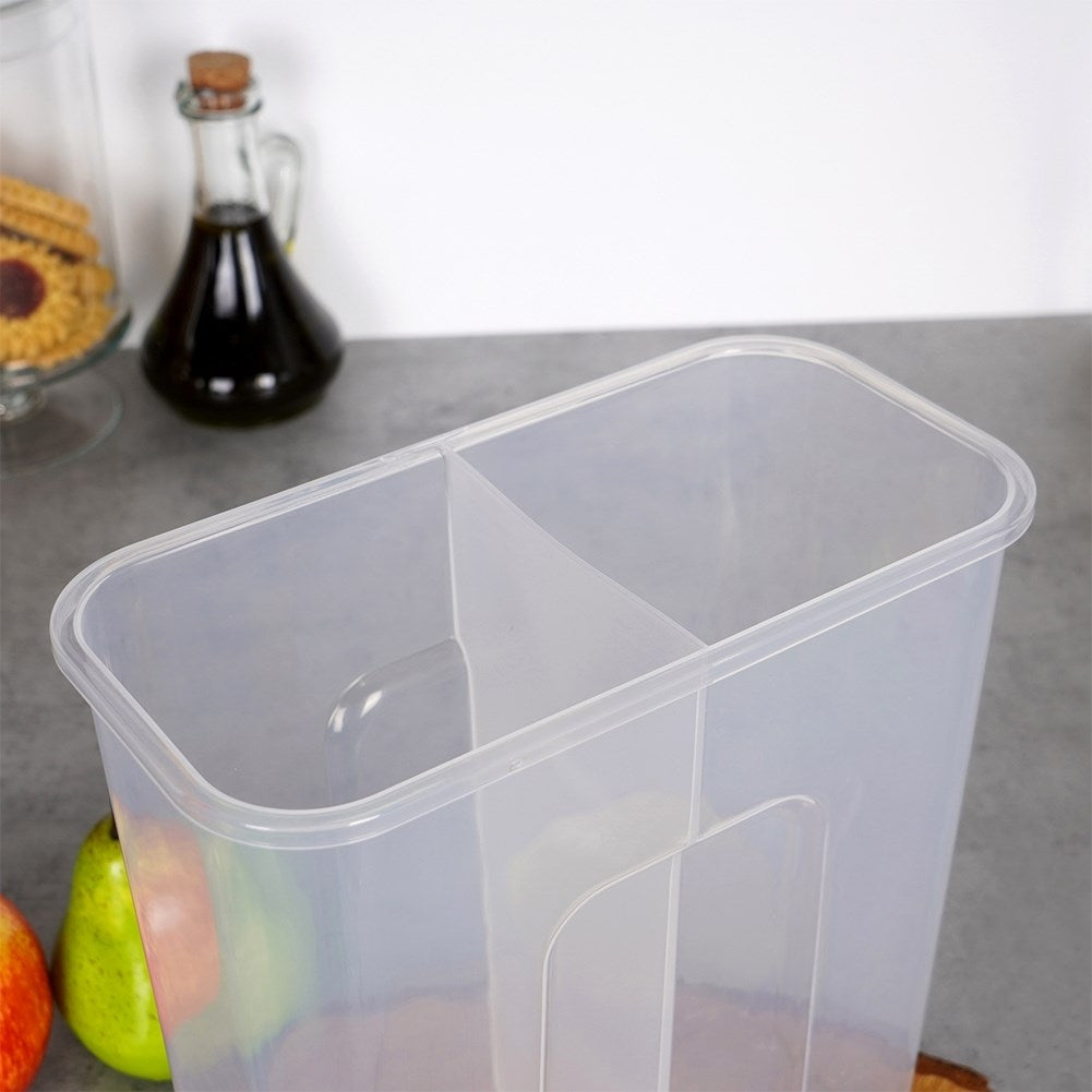 Storage container with two compartments and individual lids