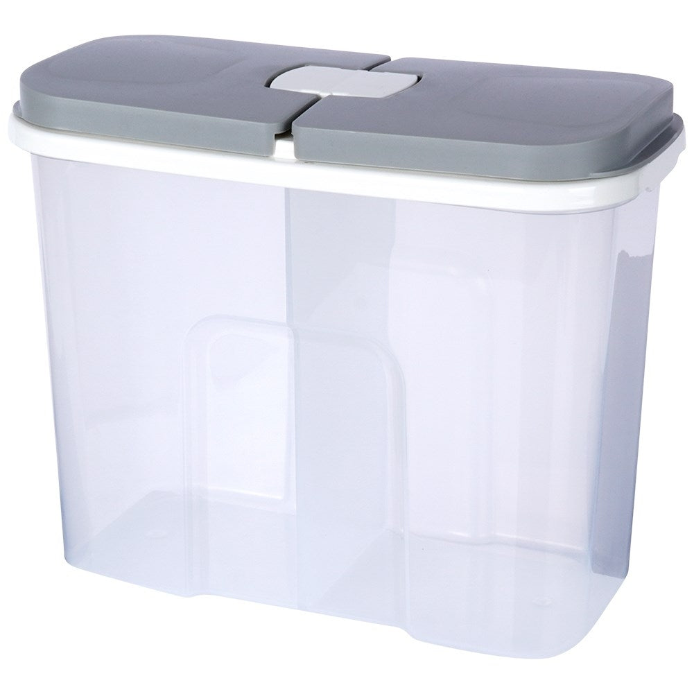 Storage container with two compartments and individual lids