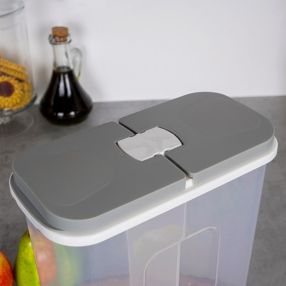 Storage container with two compartments and individual lids