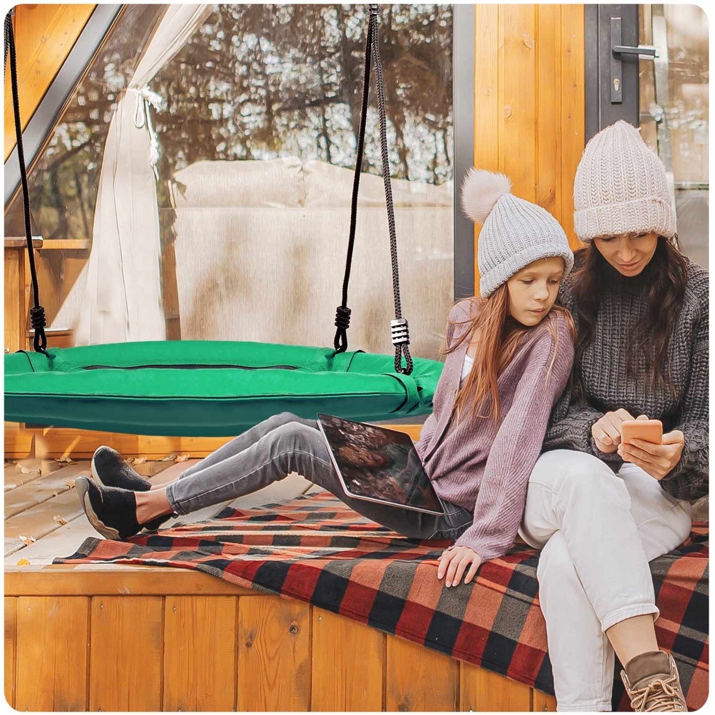 Stork nest swing Swingo XXL Green 95 cm