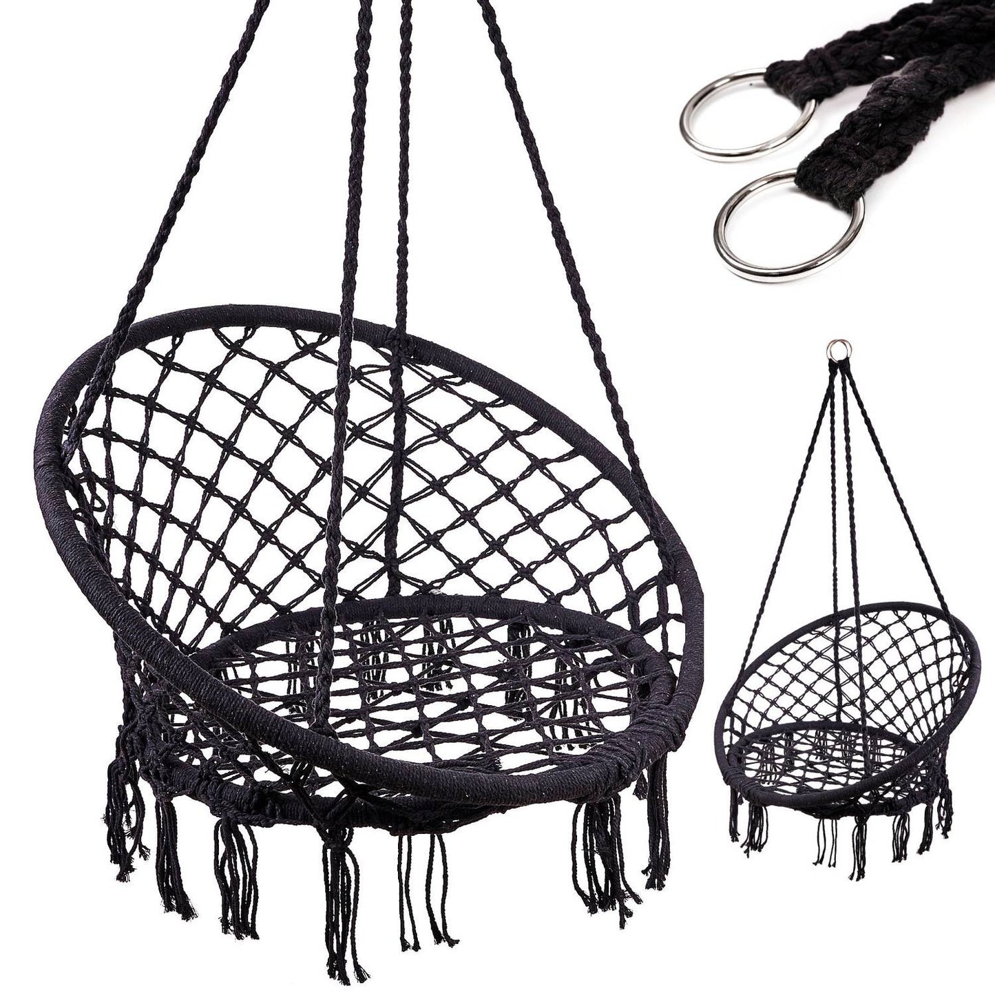 Stork's nest armchair swing with backrest black 80cm