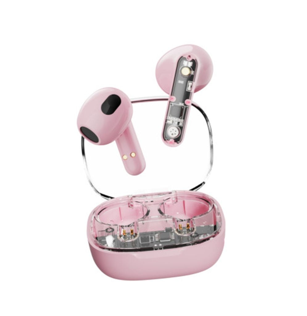 Streetz T150, Transparent TWS Headphones - Pink