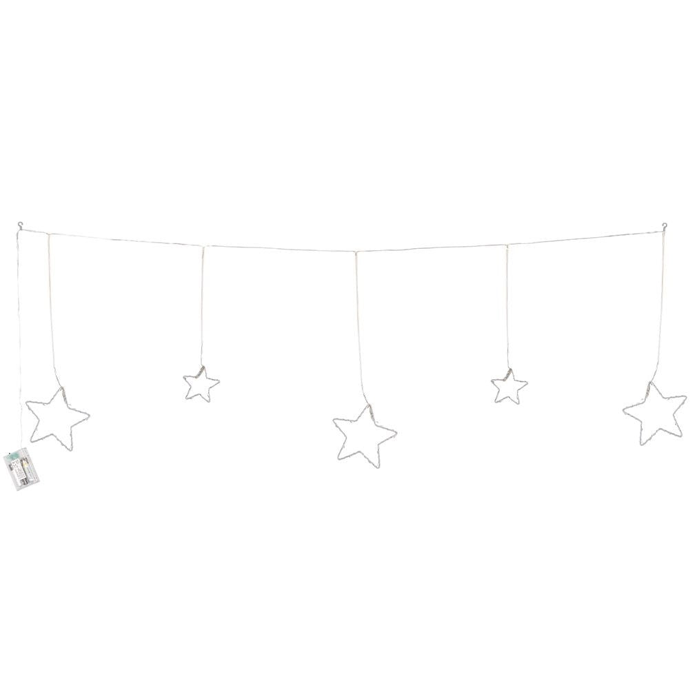 String of lights with LED stars, 45 lights, 1.2 meters long
