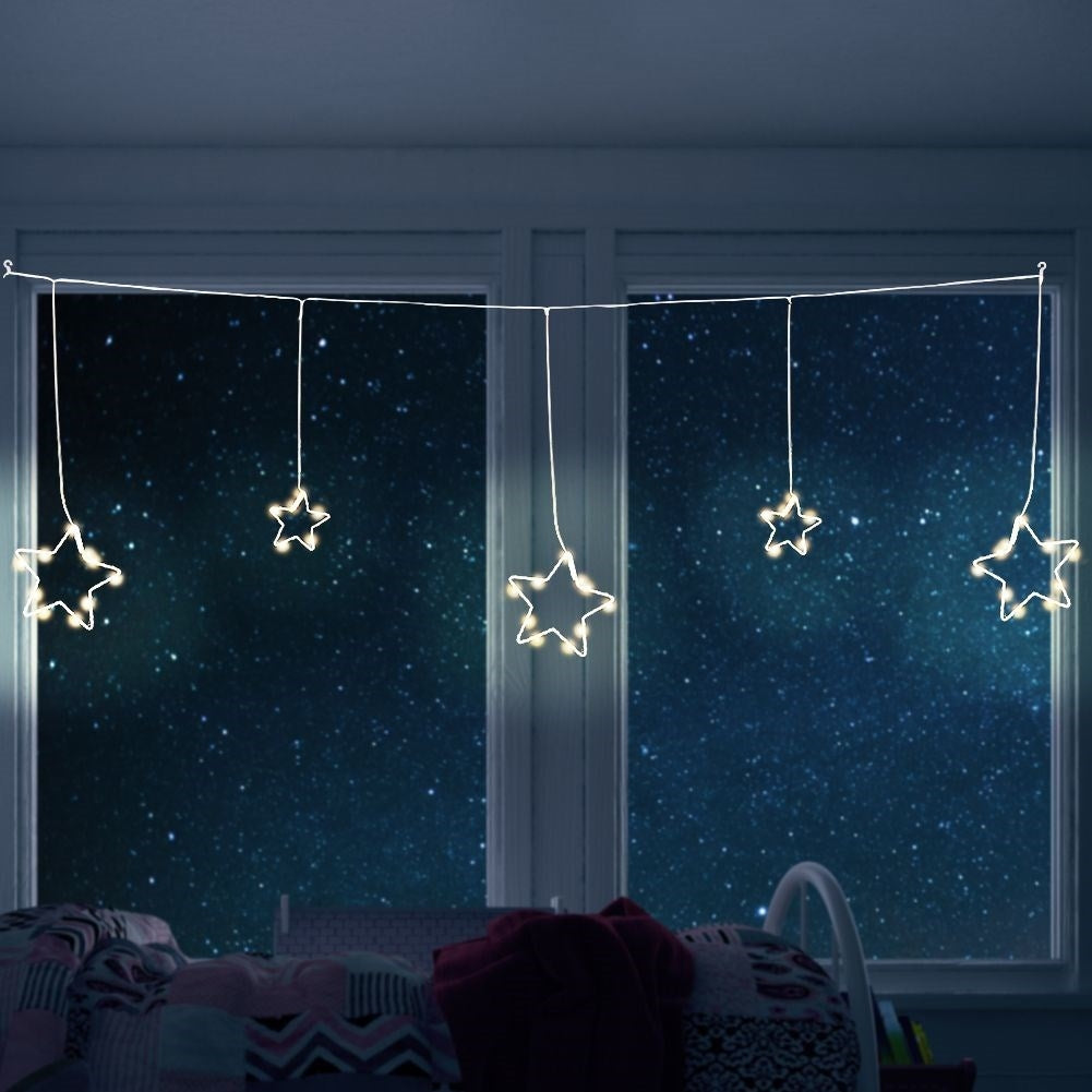 String of lights with LED stars, 45 lights, 1.2 meters long