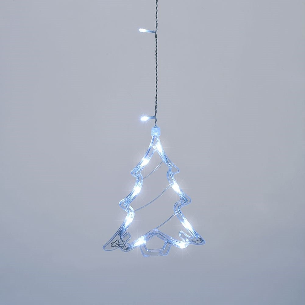 String of lights with stars & fir trees - 138 LEDs, 8 light modes