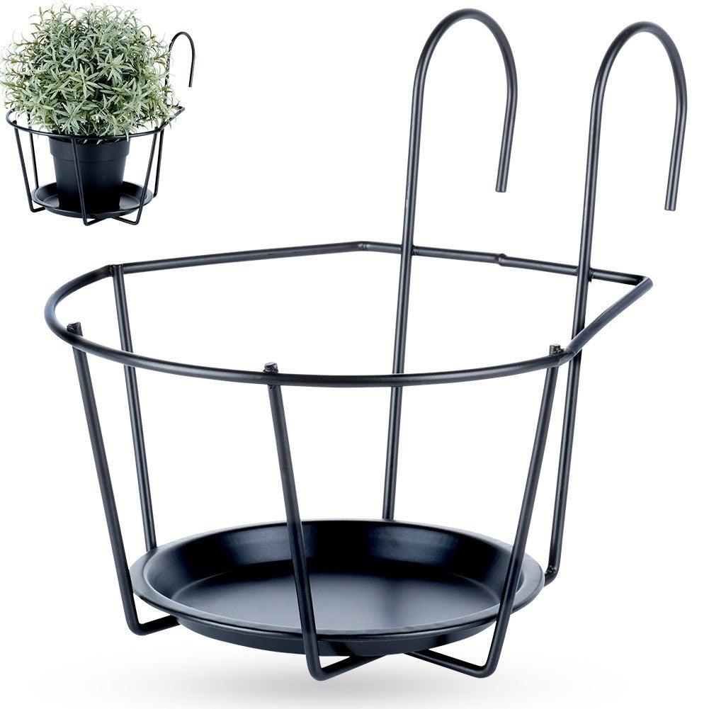 Strong metal bracket for safe hanging of pots outdoors
