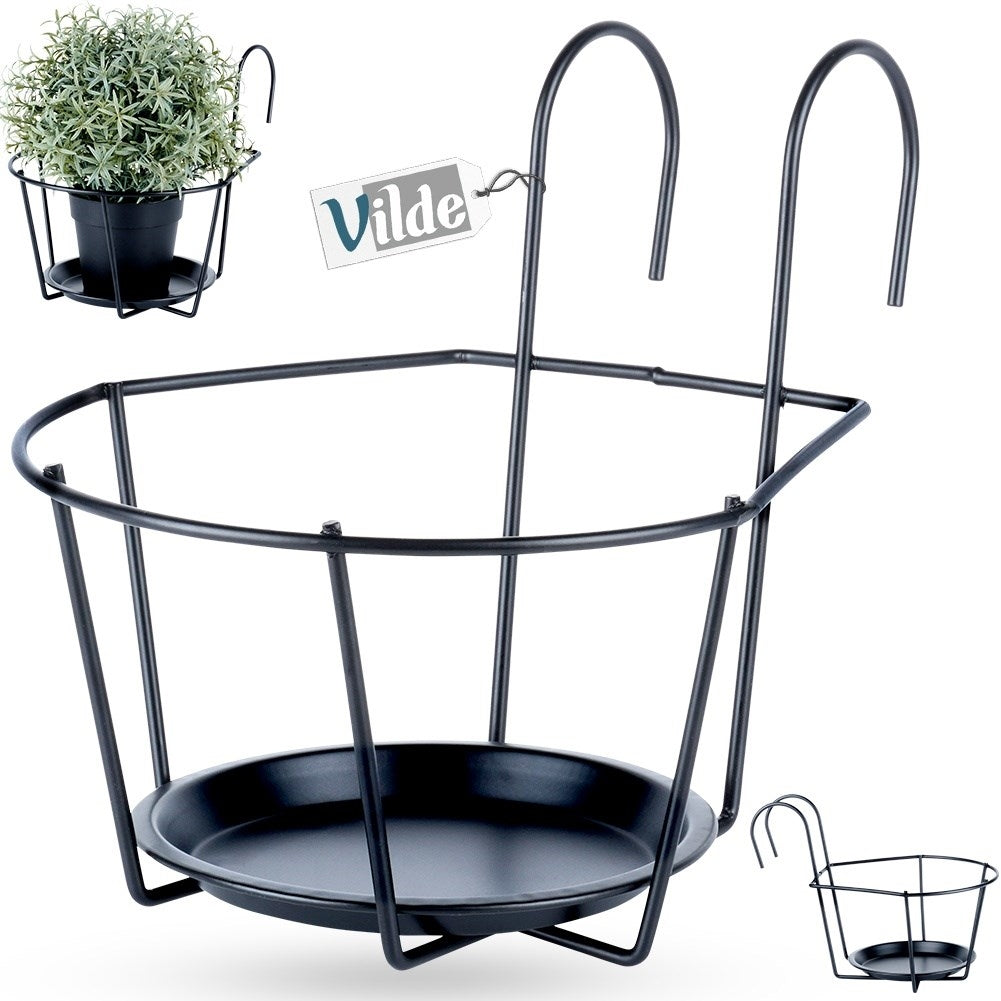 Strong metal bracket for safe hanging of pots outdoors