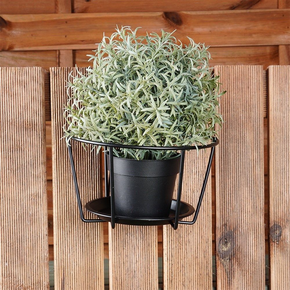 Strong metal bracket for safe hanging of pots outdoors